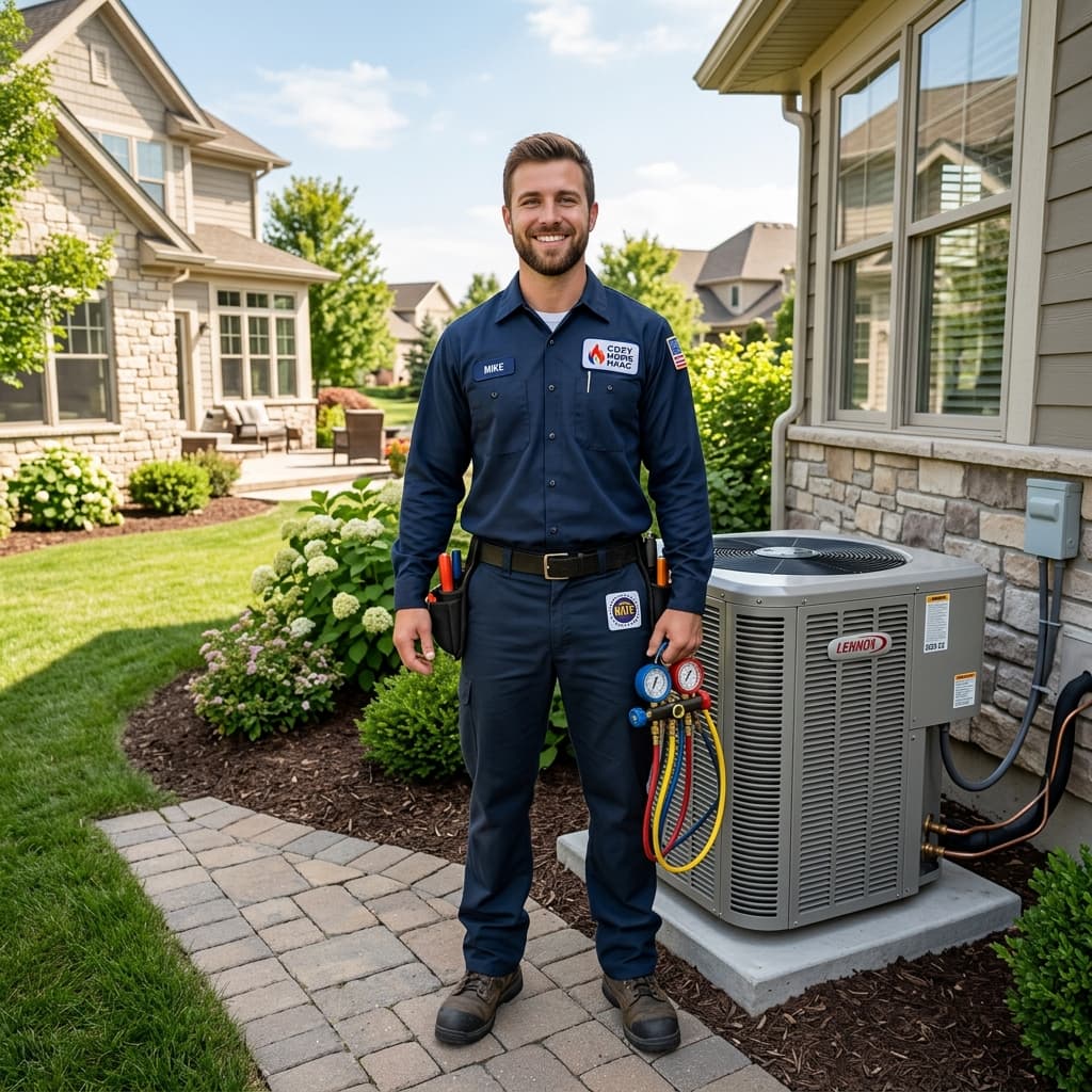 HVAC Technician Inspecting AC Unit